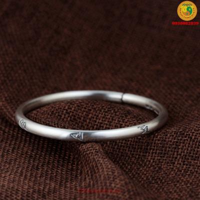 Vòng tay bạc khắc Om Mani Padme Hum